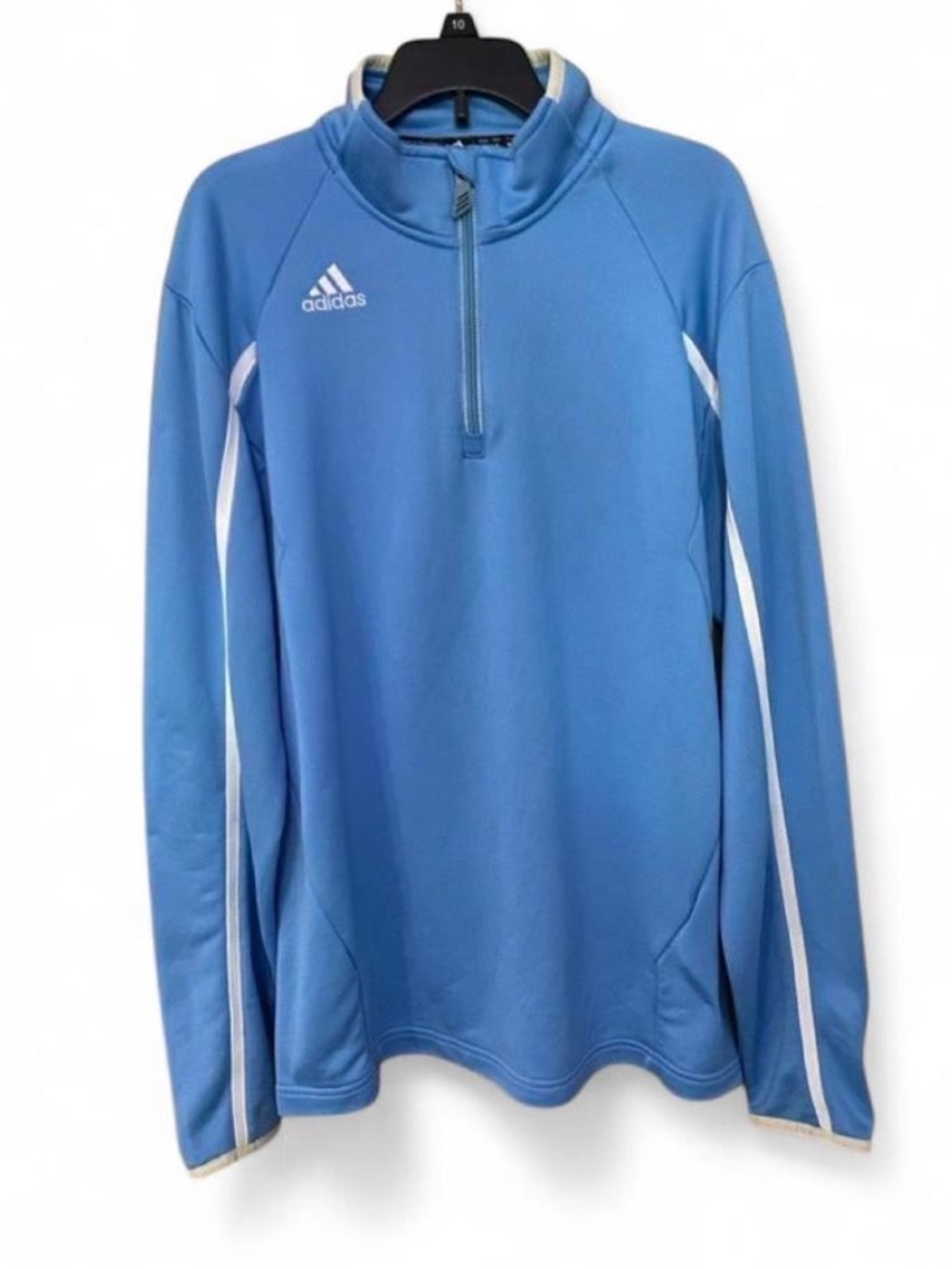 Adidas Climalite Carolina Blue White Stripes Quarter Zip Athletic Pullover Small